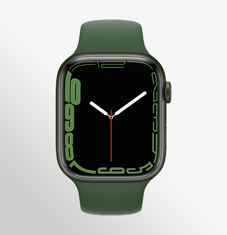 Apple Watch Series 7 Cellular 45Mm Green Aluminum Clover Sport Band Pure Front Screen USEN